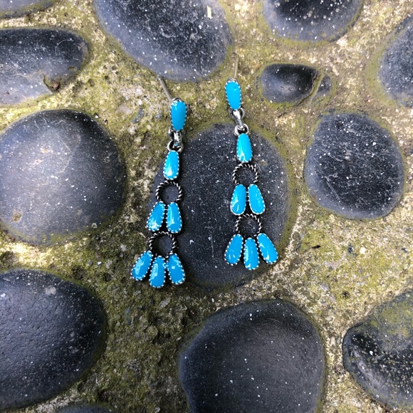 Native American Turquoise Dangle Earrings - Picture 8 of 14